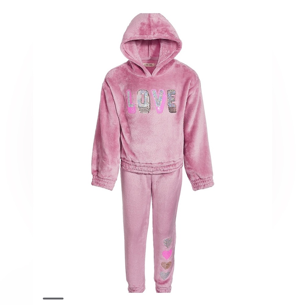 Little Girls Cozy Pullover Hoodie & Jogger Pants Set